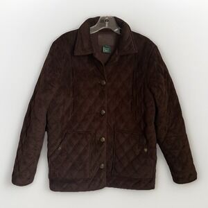 Vintage Ralph Lauren Quilted Jacket Women Small Petite Brown Barn Preppy Classic